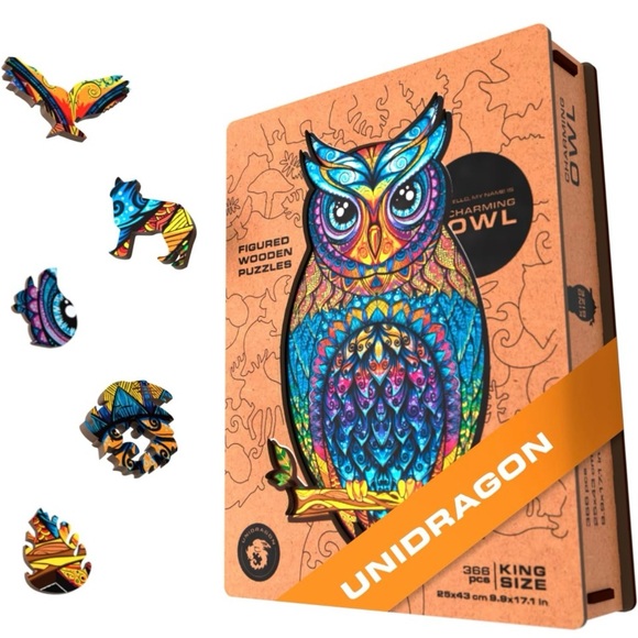 Unidragon Charming Owl Wooden Puzzle King Size 330pcs - Picture 5 of 7